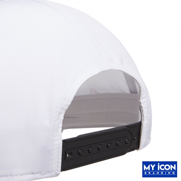 Golf Performance Crested Cap in White (View of fastening) Embroiderd With Your Logo from My Icon Branding Colchester