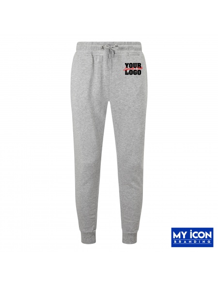 Mens Fitted Eco Joggers in Heather Grey With Your Embroidered Logo from My Icon Branding Colchester