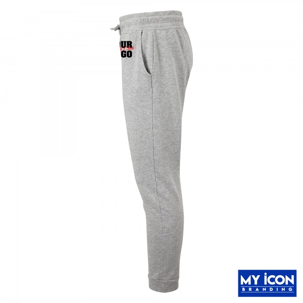 Mens Fitted Eco Joggers Grey With Your Embroidered Logo from My Icon Branding Colchester, View of Size