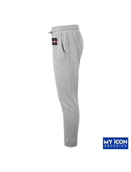 Mens Fitted Eco Joggers Grey With Your Embroidered Logo from My Icon Branding Colchester, View of Size