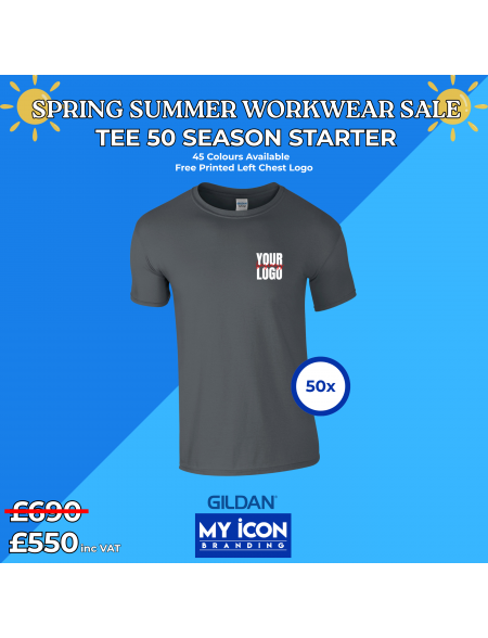 50 Gildan T-Shirts, Spring and Summer Workwear Package Deals from My Icon Branding Colchester