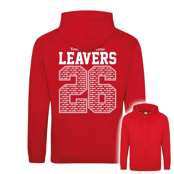 Personalised School Leavers Zip Hoodies