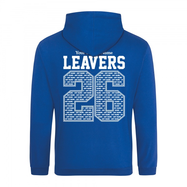 Personalised School Leavers Zip Hoodies With Chest Logo and Backprint