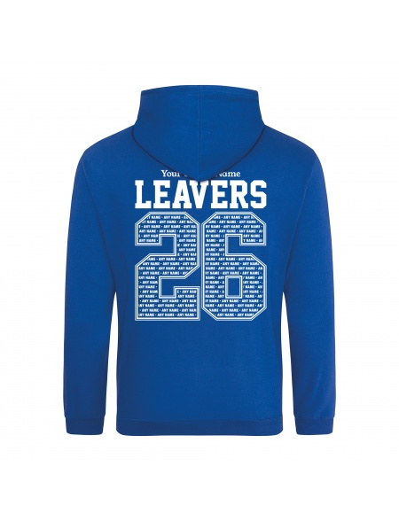School Leavers Zip Hoodies back print in Royal Blue from My Icon Branding Colchester Essex
