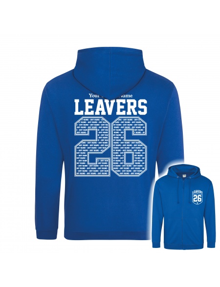 School Leavers Zip Hoodies front and back in Royal Blue from My Icon Branding Colchester Essex