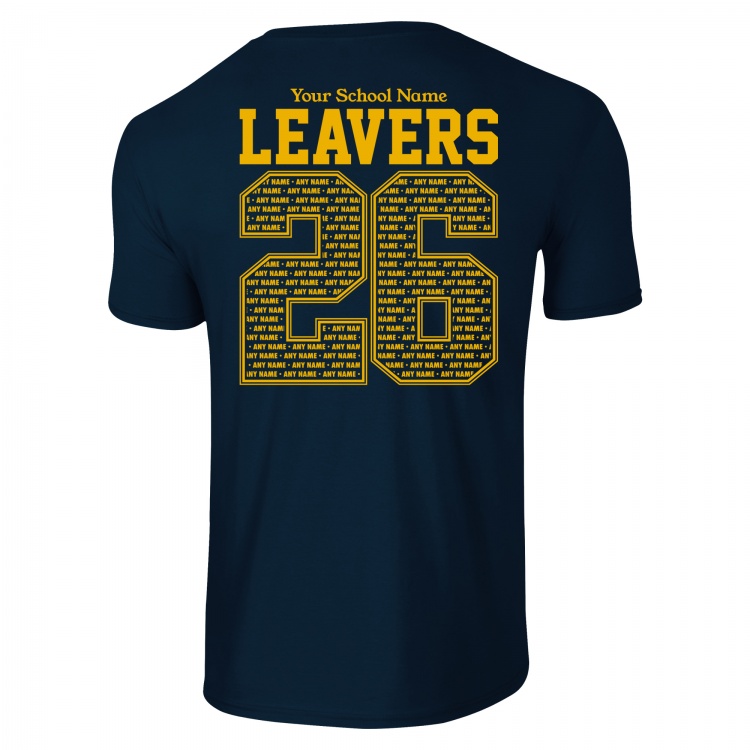 School Leavers T-Shirts in Navy with backprint from My Icon Branding Colchester