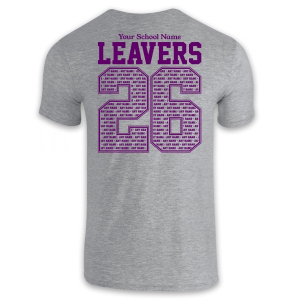 Personalised School Leavers T-Shirts With Chest Logo and Backprint