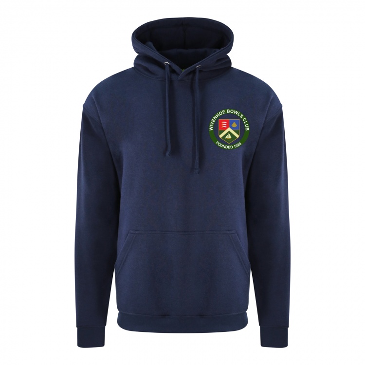 Wivenhoe Bowls Club Logo Hoodie in navy blue available from My Icon Branding Colchester
