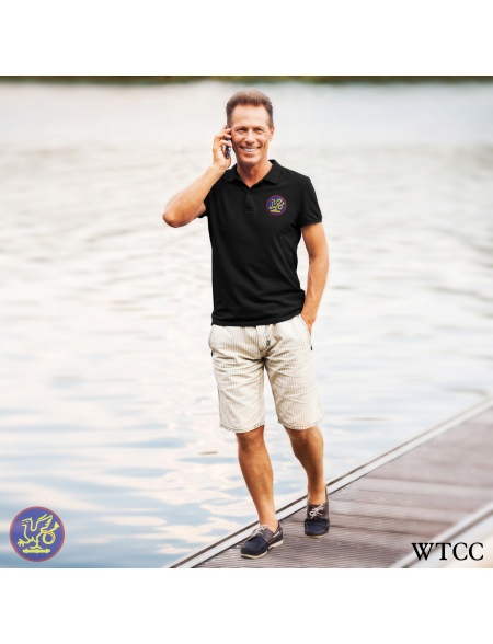 Wivenhoe Town Cricket Club Embroiderd WTCC Logo Mens Polo Shirt in Black