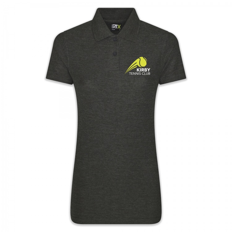 Kirby Tenis Club Swoosh Logo Womens Charcoal Polo Shirt from My Icon Branding